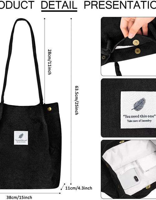 Load image into Gallery viewer, Corduroy Tote Bag Large for Women Girl Lady Canvas Shoulder Cord Purse with Inner Pocket
