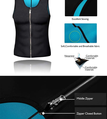 Men Sauna Vest Hot Sweat Waist Trainer Corset Neoprene Tank Top Shapewear Slimming Shirt Workout Suit