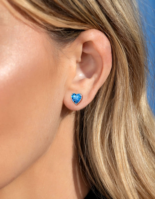 Load image into Gallery viewer, Silver Earrings for Women 925 Sterling Silver Heart Birthstone Stud Earrings Birthday Jewelry Gift
