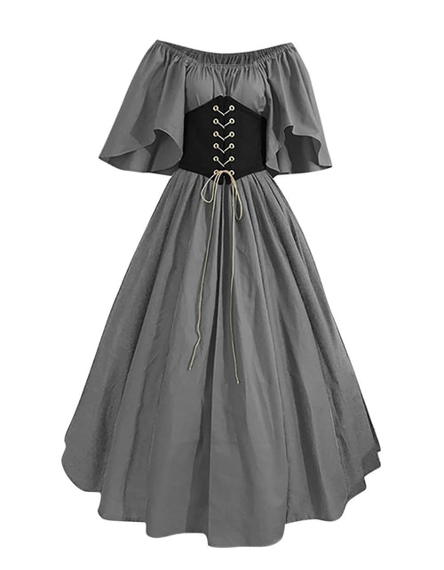 Load image into Gallery viewer, Womens Renaissance Faire Dresses Medieval Irish Traditional plus Size Dresses Ruffle over Dress Corset Retro Cosplay Gown
